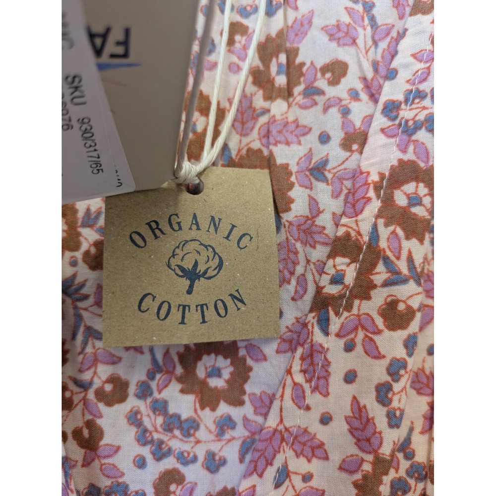NEW Faherty Orinda Maxi Dress Women's L Earth Block Print Organic Cotton Tassel - Picture 5 of 12
